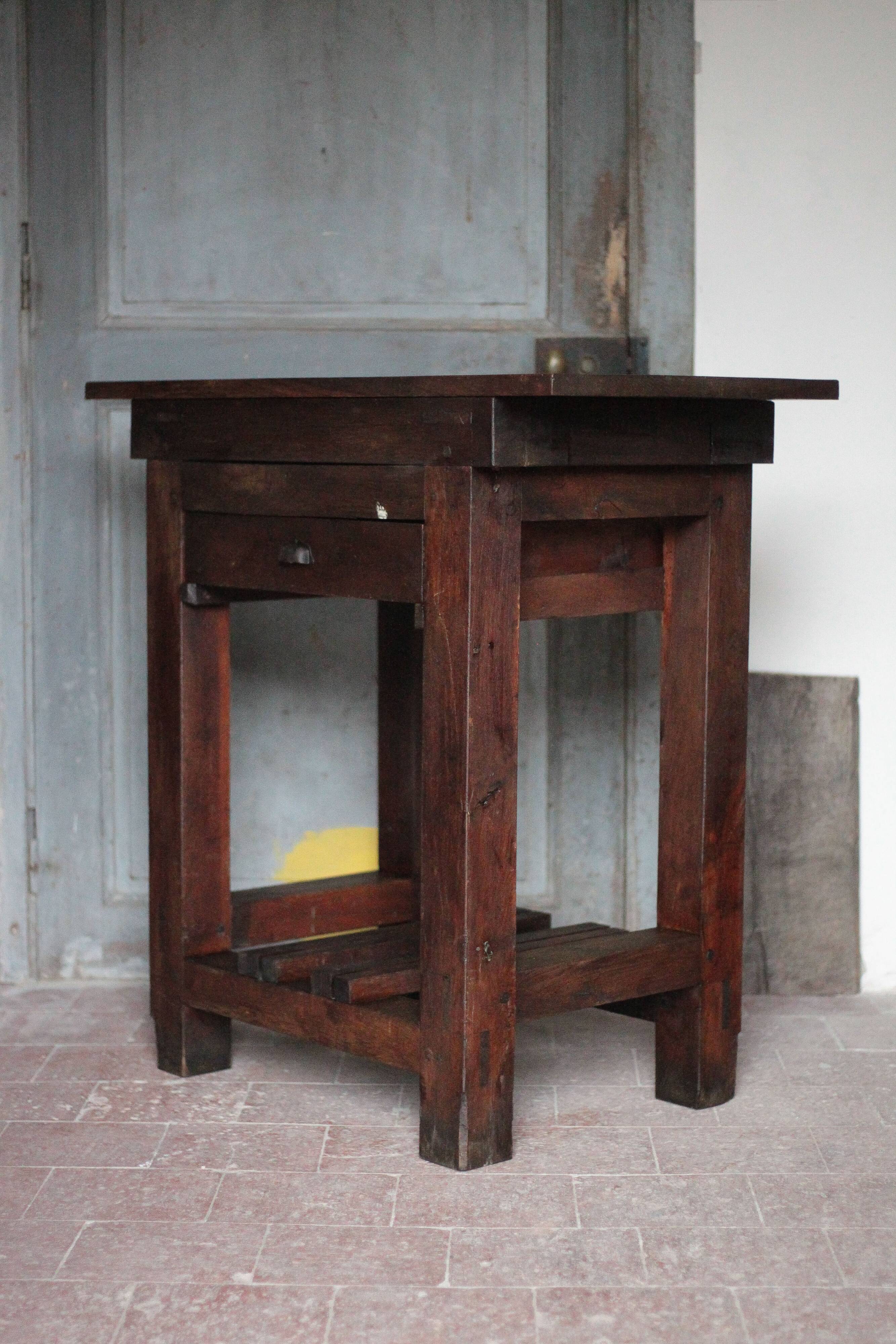 Vintage wooden sideboard, wooden kitchen furniture, furniture with drawer, storage.