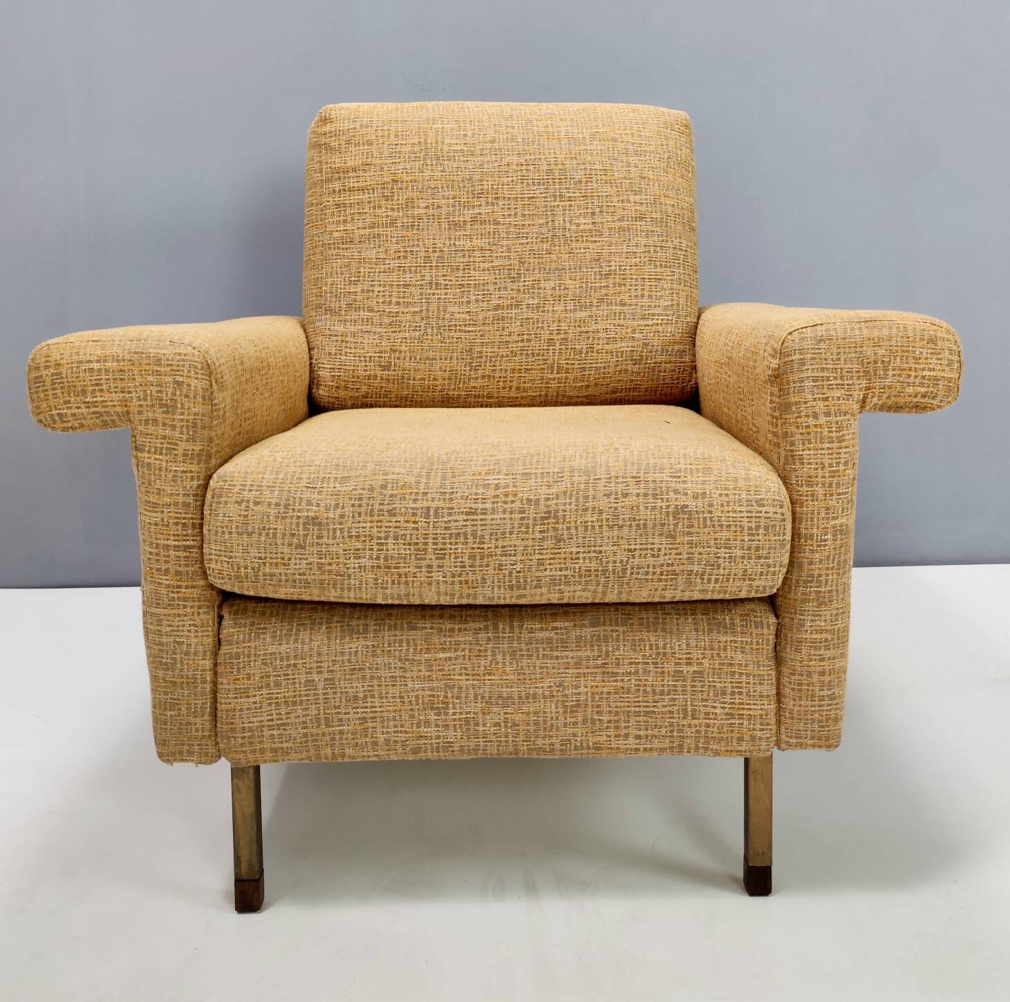High-Quality Vintage Goldenrod Fabric Armchair, Italy