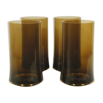 Set of 4 Guzzini glasses in smoked plexiglass 1970