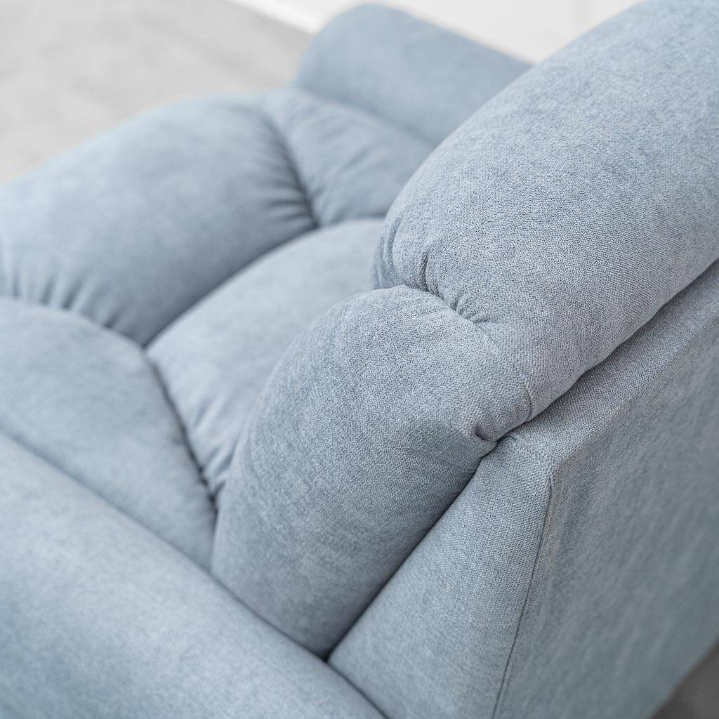 Pair of vintage Italian armchairs in light blue fabric – 1950s design