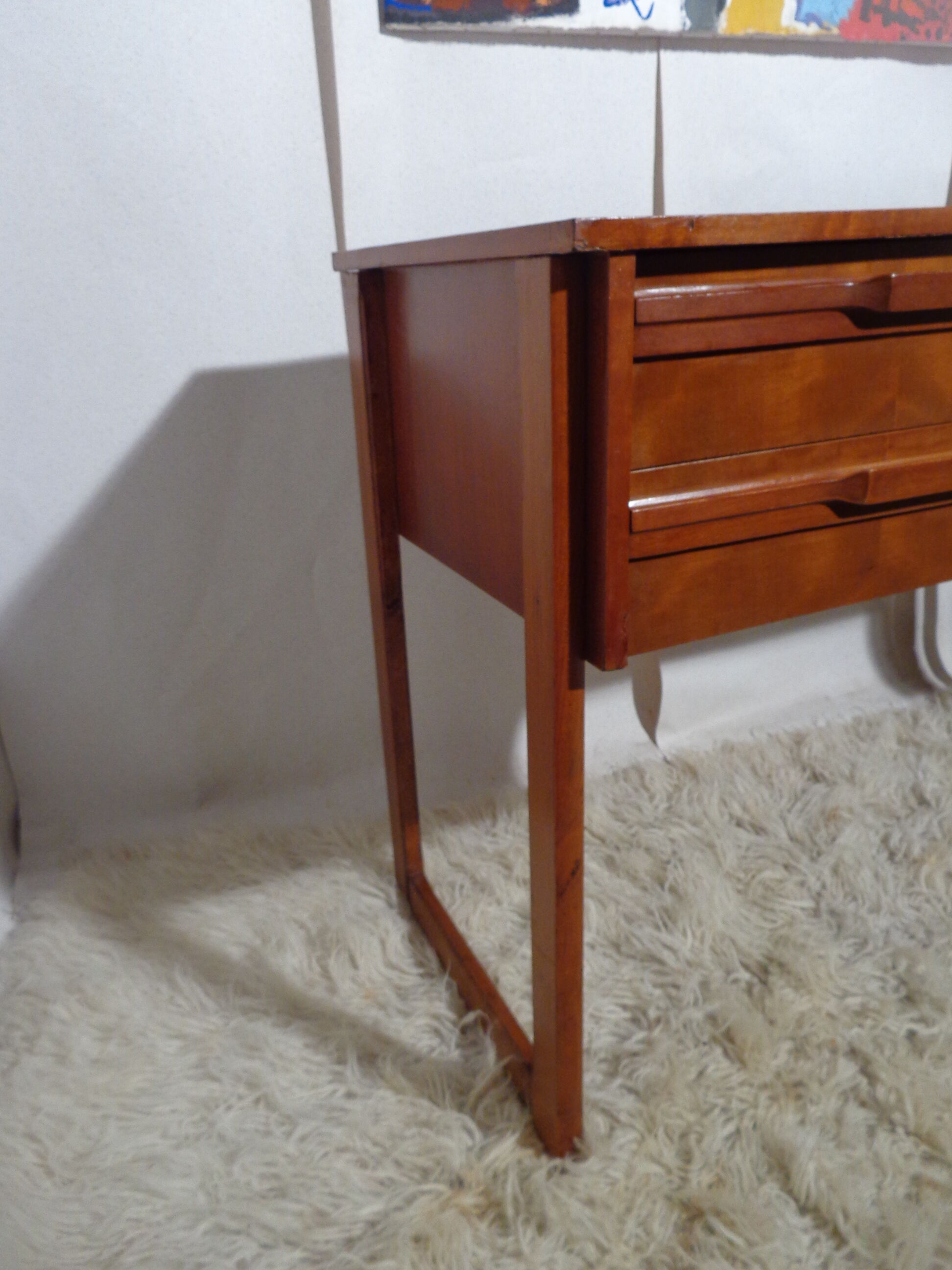 Bureau vintage des années 50 pied traineau teck