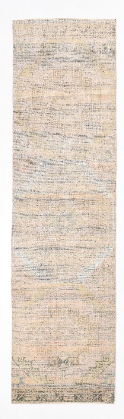 3x11 faded scandinavian vintage runner rug, 335x90cm