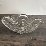 Vintage molded pressed glass bowl on foot