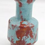 Petit vase design rouge sang de bœuf et bleu turquoise