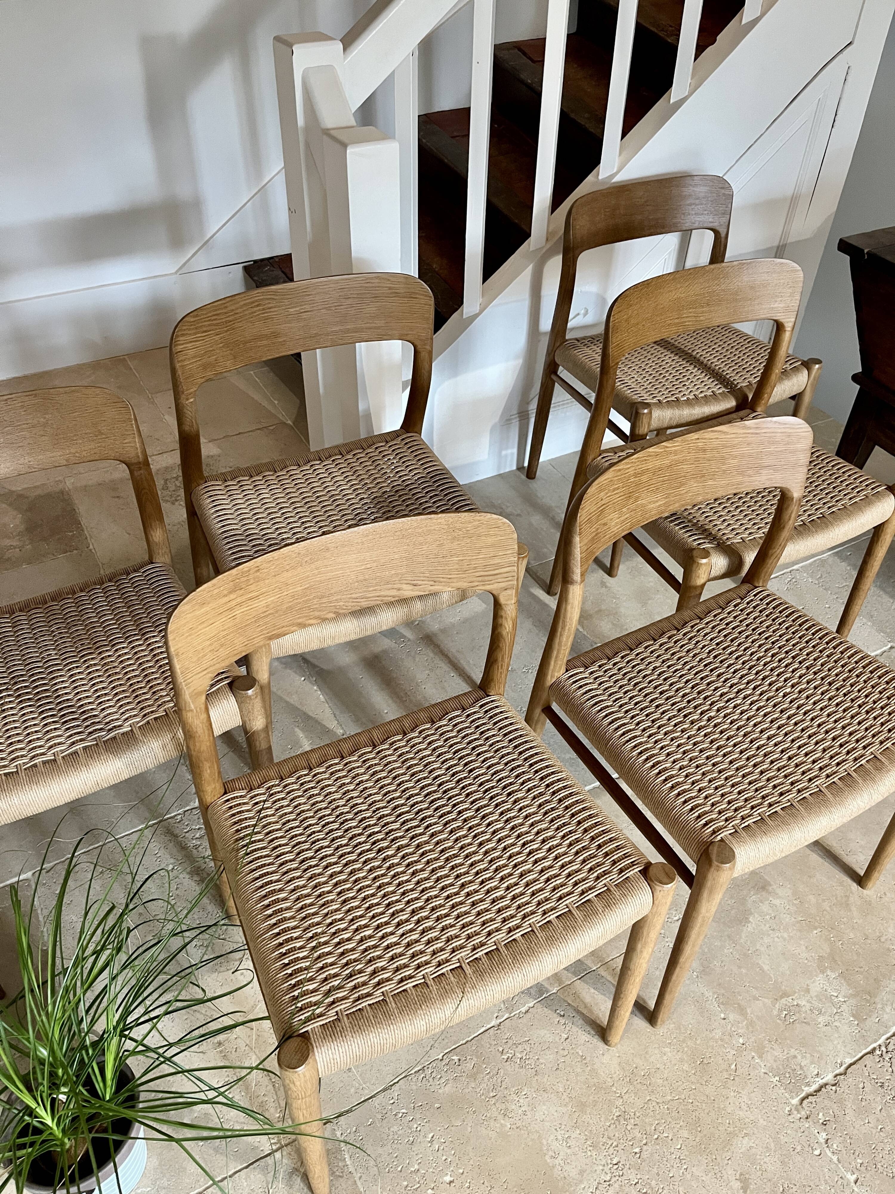 Lot de 6 chaises Niels Otto Moller n° 75 en chêne