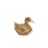 Vintage Solid Brass Duck-Shaped Jewelry Box