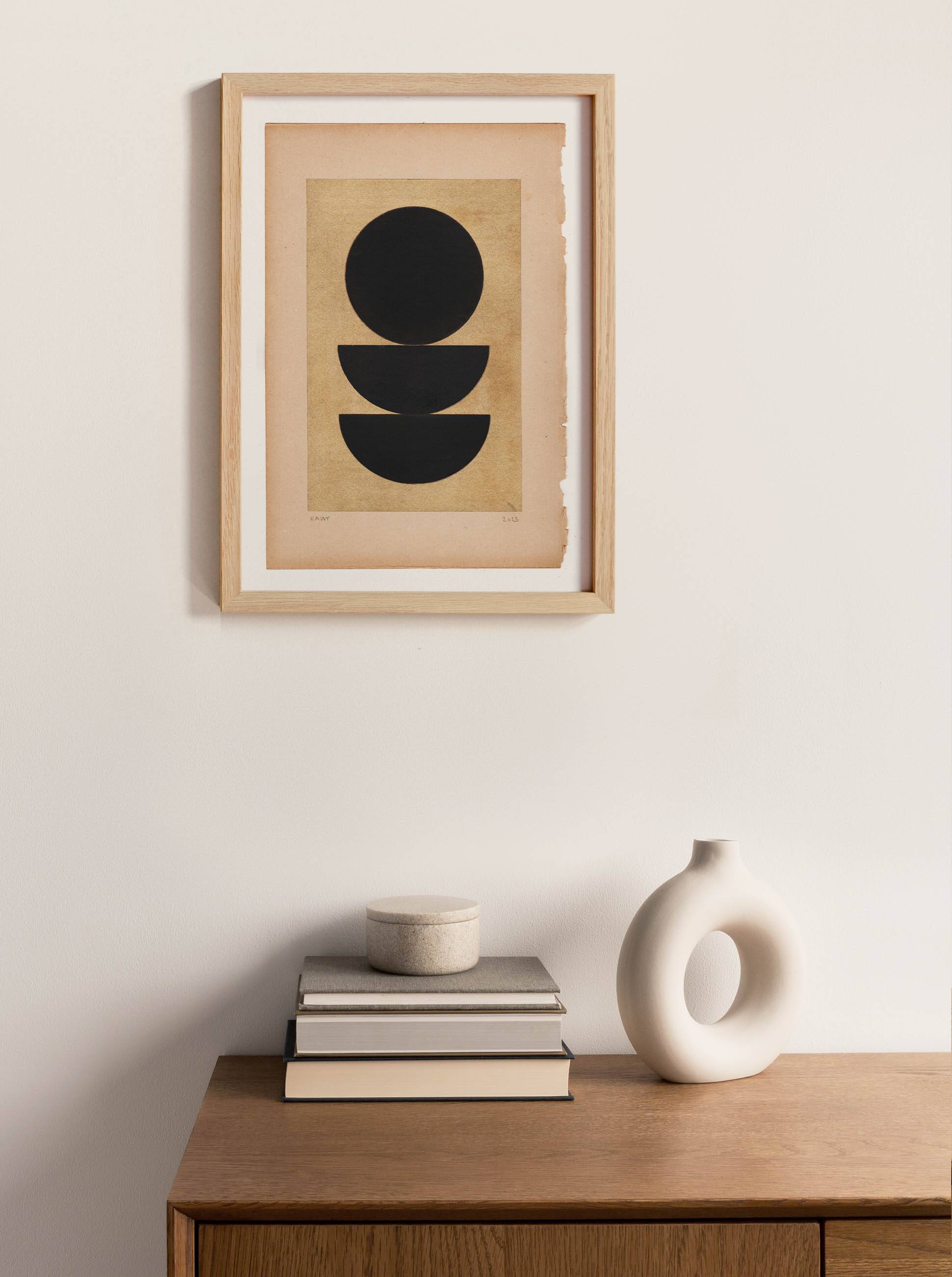 Collage on old paper - Gao - geometric painting H190 signed Eawy