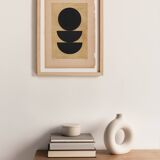 Collage on old paper - Gao - geometric painting H190 signed Eawy