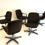 Set of 5 Chromcraft office armchairs