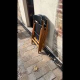 Four black vinyl folding chairs, circa 1960, Scandinavian style, very good condition