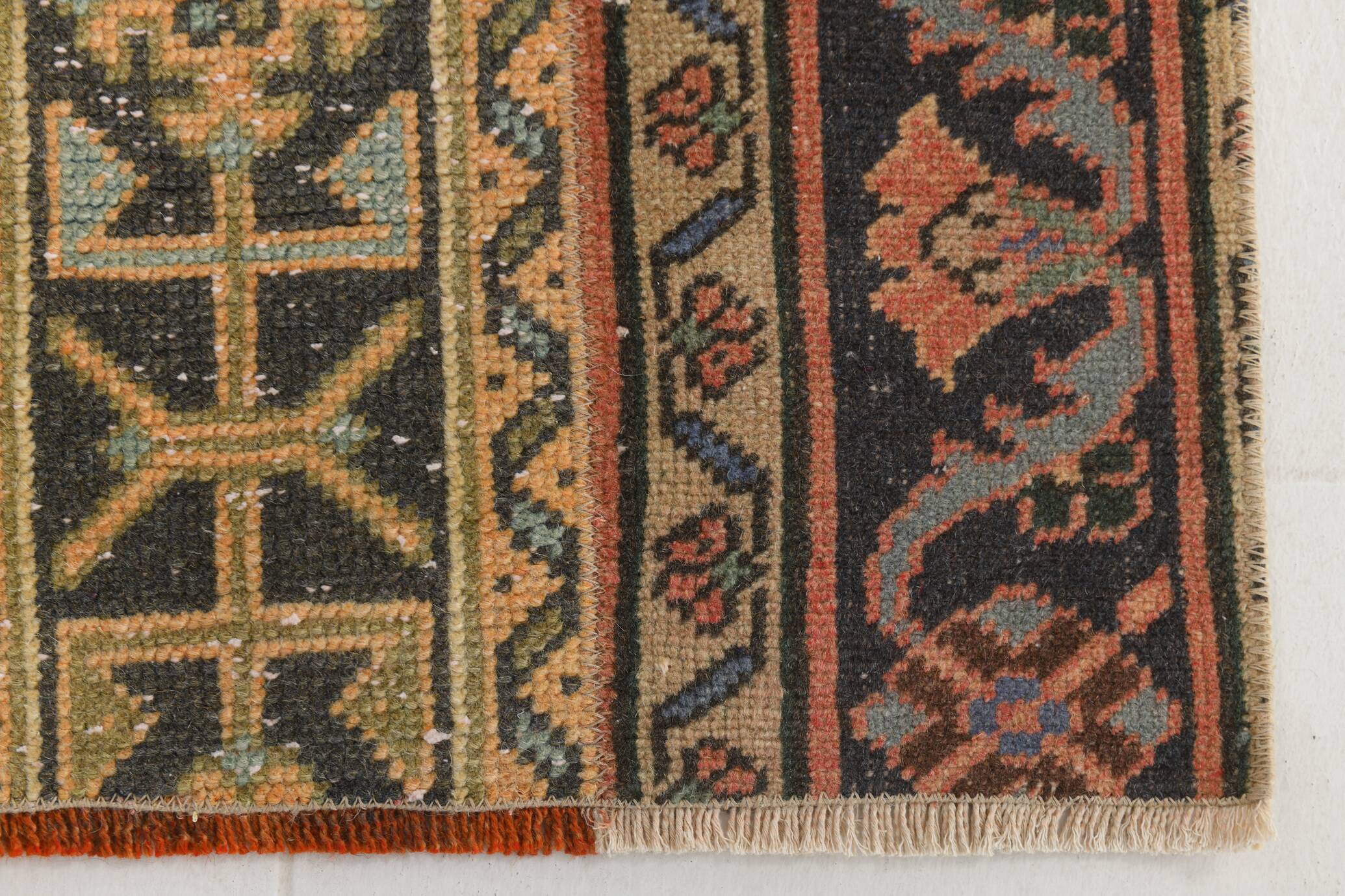 Salmon & Cream Turkish Vintage Runner Rug, 70x262Cm