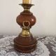 Turned wooden floor lamp with label and golden handles 1852
