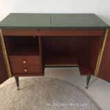 Vintage Scandinavian buffet with wooden compass feet and brass