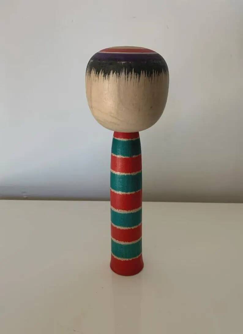Vintage 1986 Signed Kuniei Traditional Japanese Kokeshi Doll in Wood