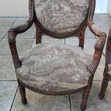 Louis XVI style antique sofa and armchair