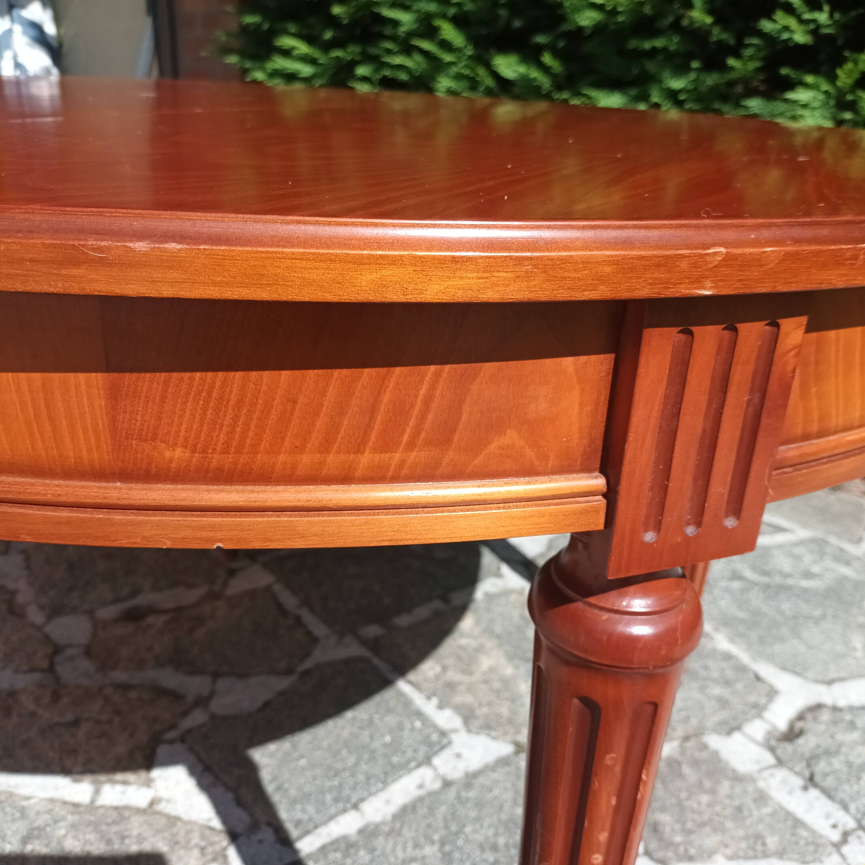 Cherry wood Louis XVI table with 2 extensions.