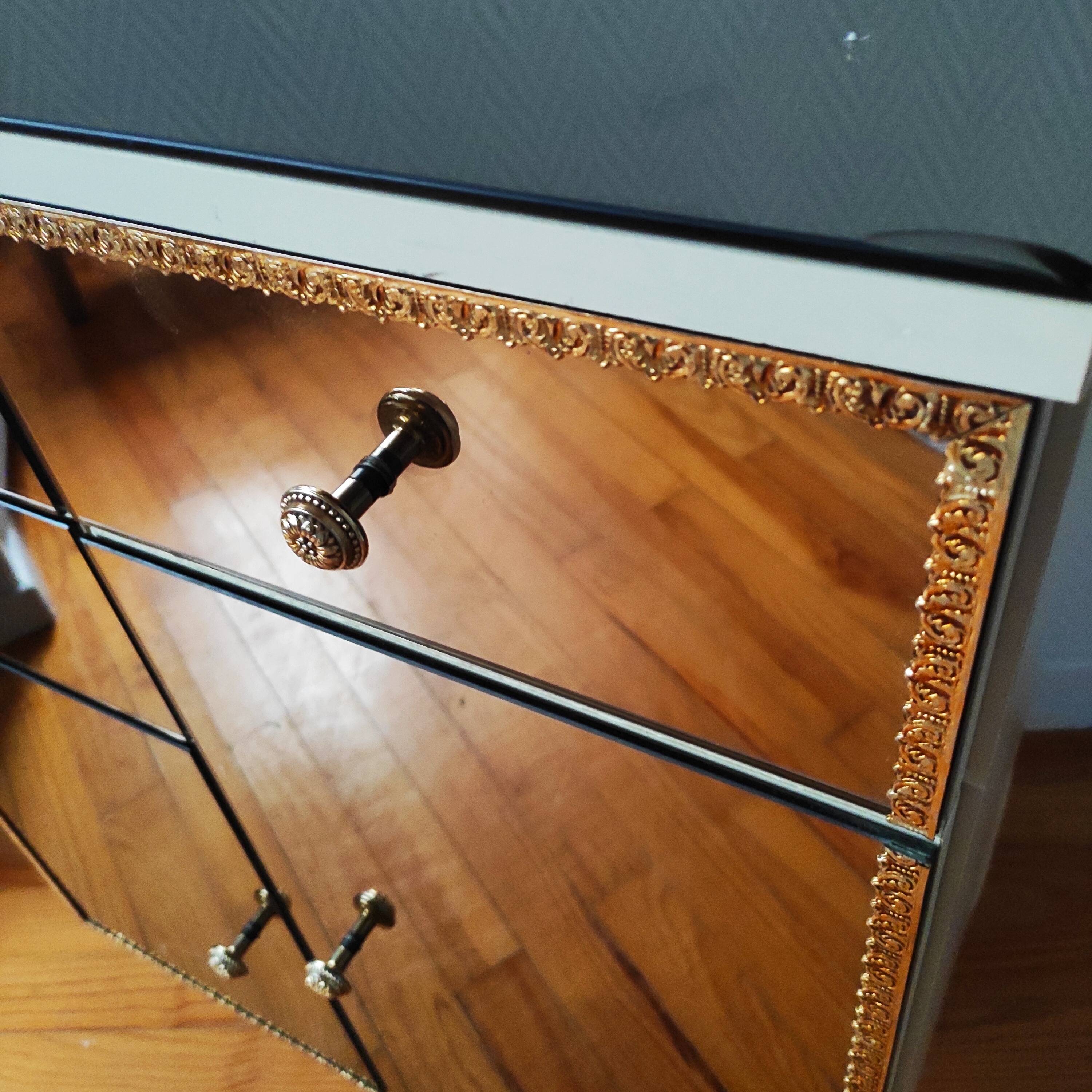 Commode vintage Italienne 1970 en verre miroir