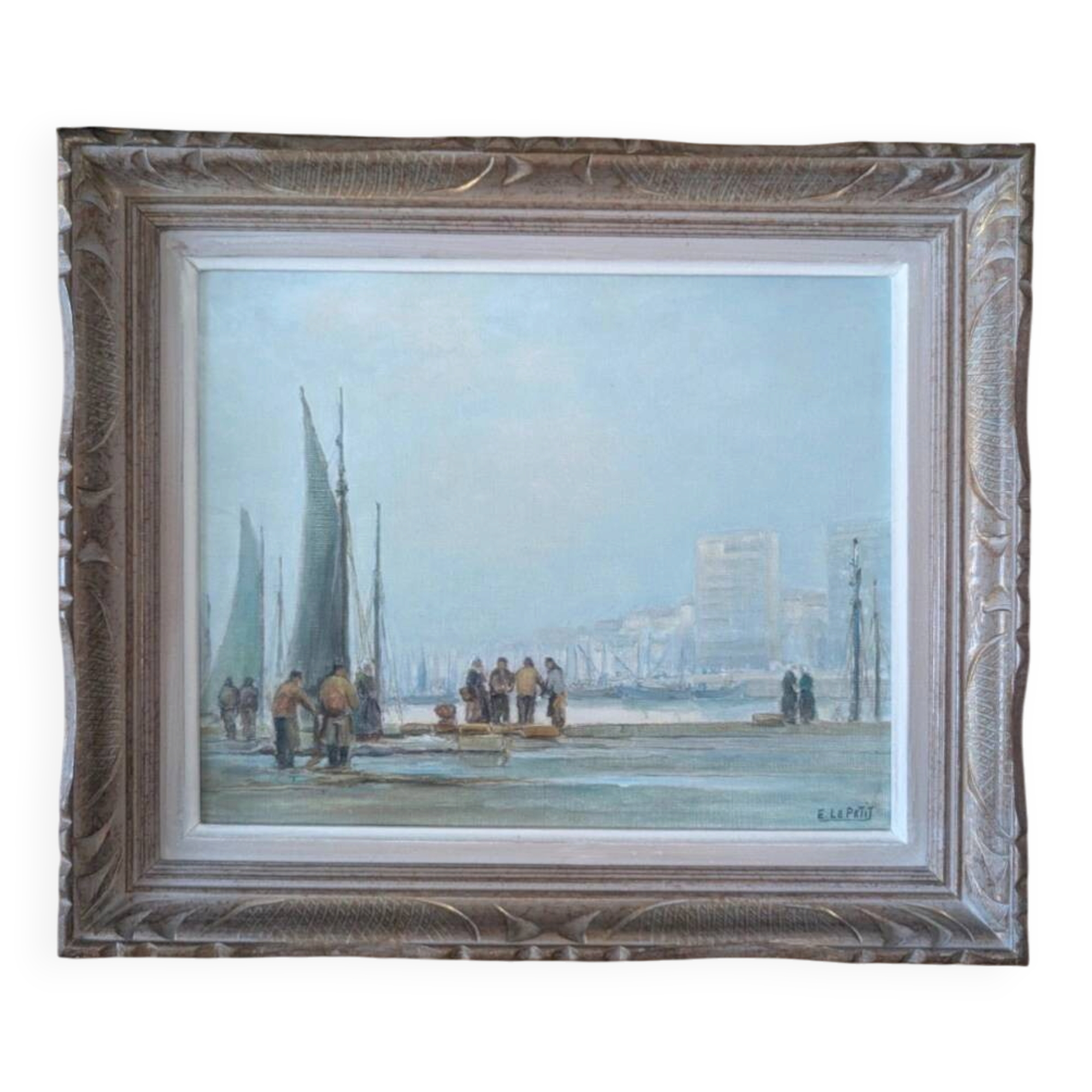 Emmanuel Le Petit (1905–1991) — Harbour Scene, oil on canvas