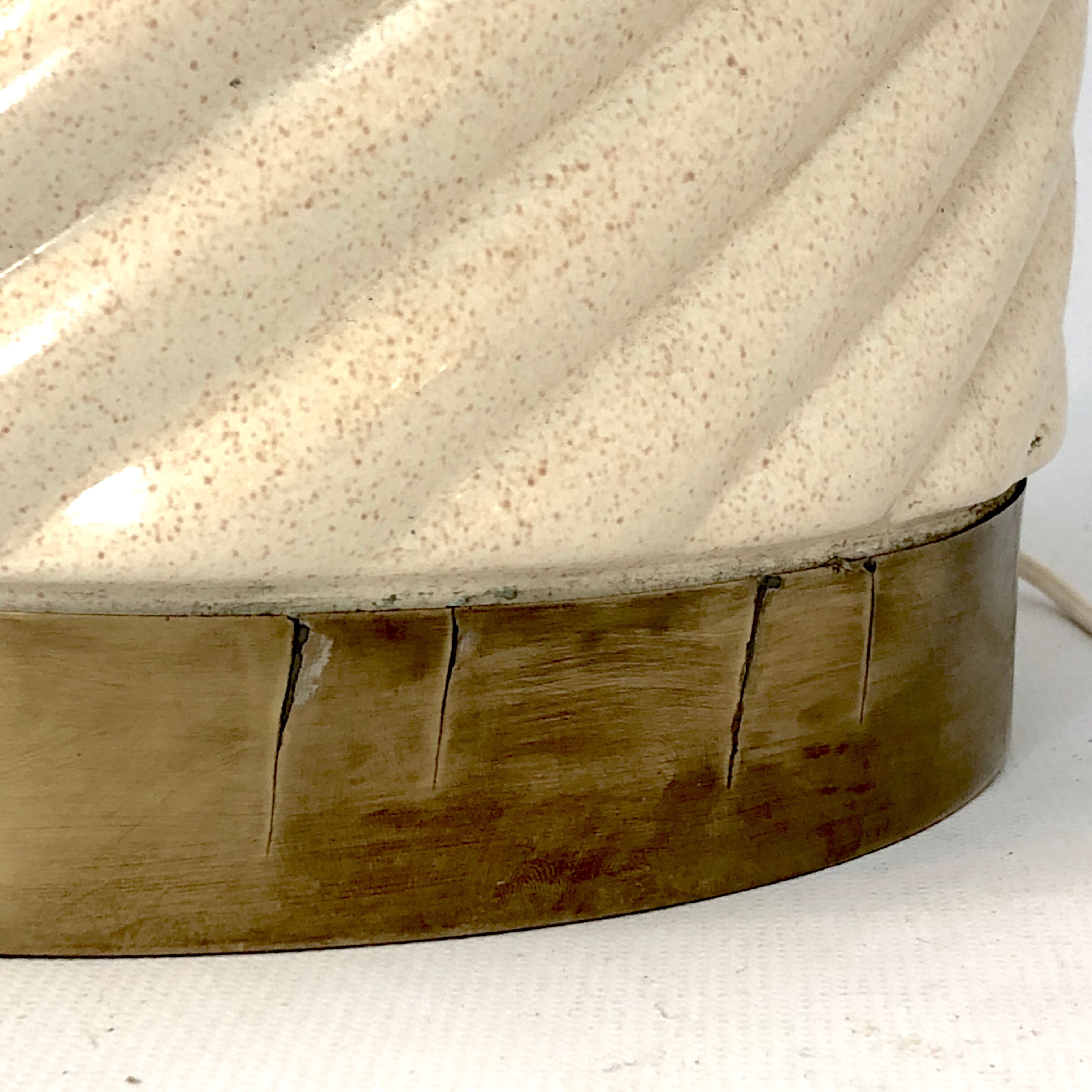 Ceramic and Brass Table Lamp by Tommaso Barbi, 1970s