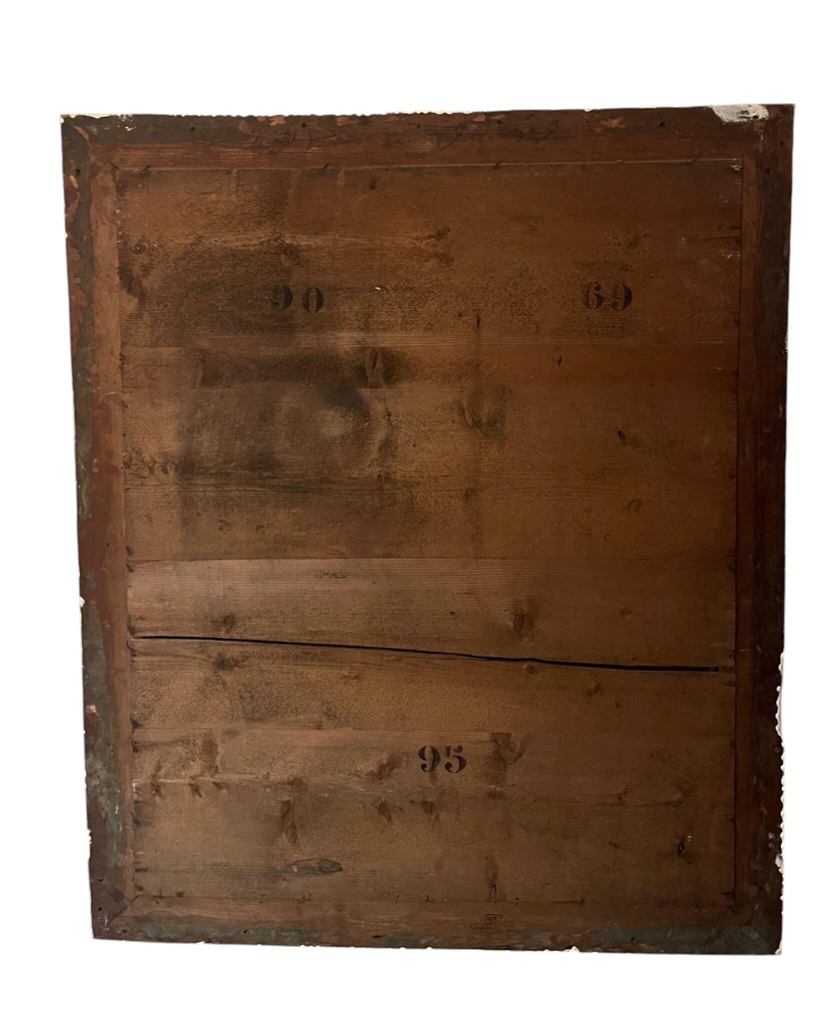 Large patinated wooden wall mirror Restoration 19th century