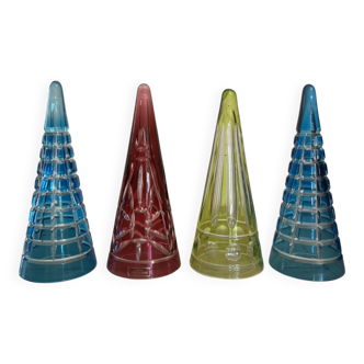 Set of 4 small glasses known as "cul sec" from Saint Louis in Colombine crystal.