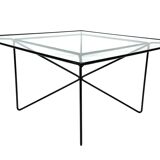 Vintage coffee table in steel and wire and glass  1970