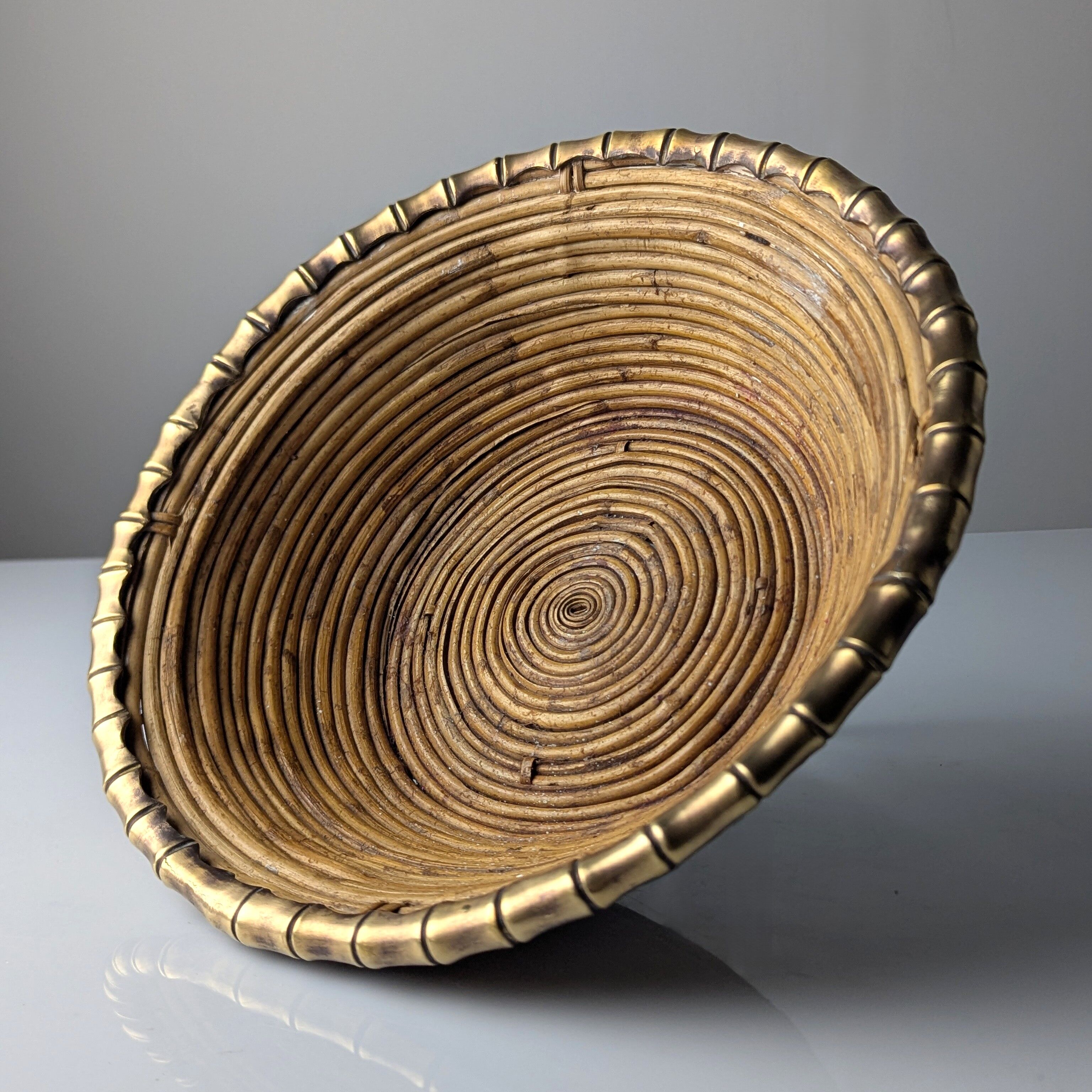 Rattan and brass centrepiece, Italy, 1970s