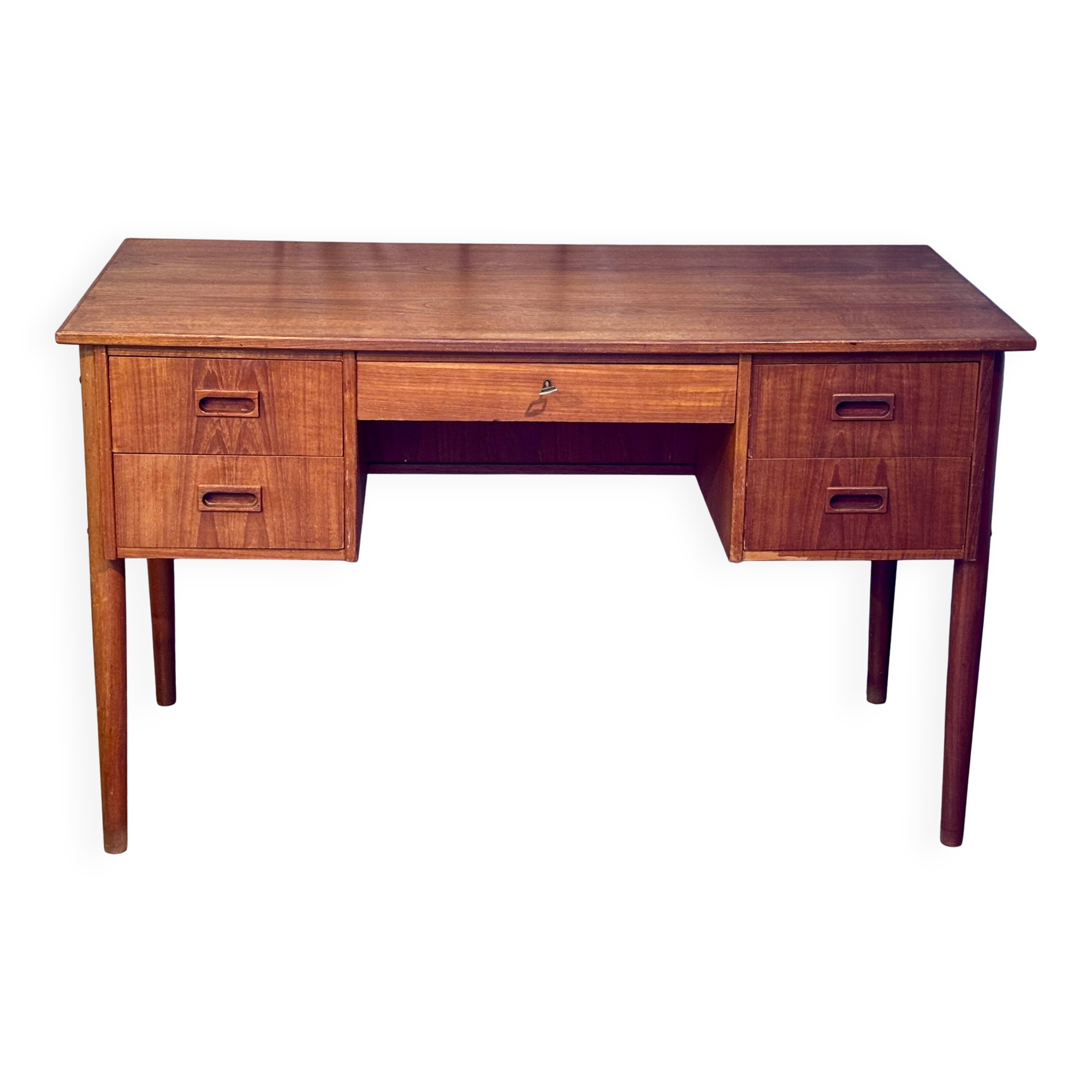 Vintage 1960s double-sided Scandinavian teak desk