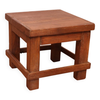 Table de chevet d’atelier en teck birman