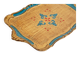 Vintage blue wooden decorative plate, Italy, 1960s