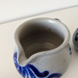 Pot à lait et petit pot en grés d'Alsace gris et bleu