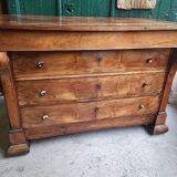 Commode à crosse 4 tiroirs en noyer,  XIXème siècle
