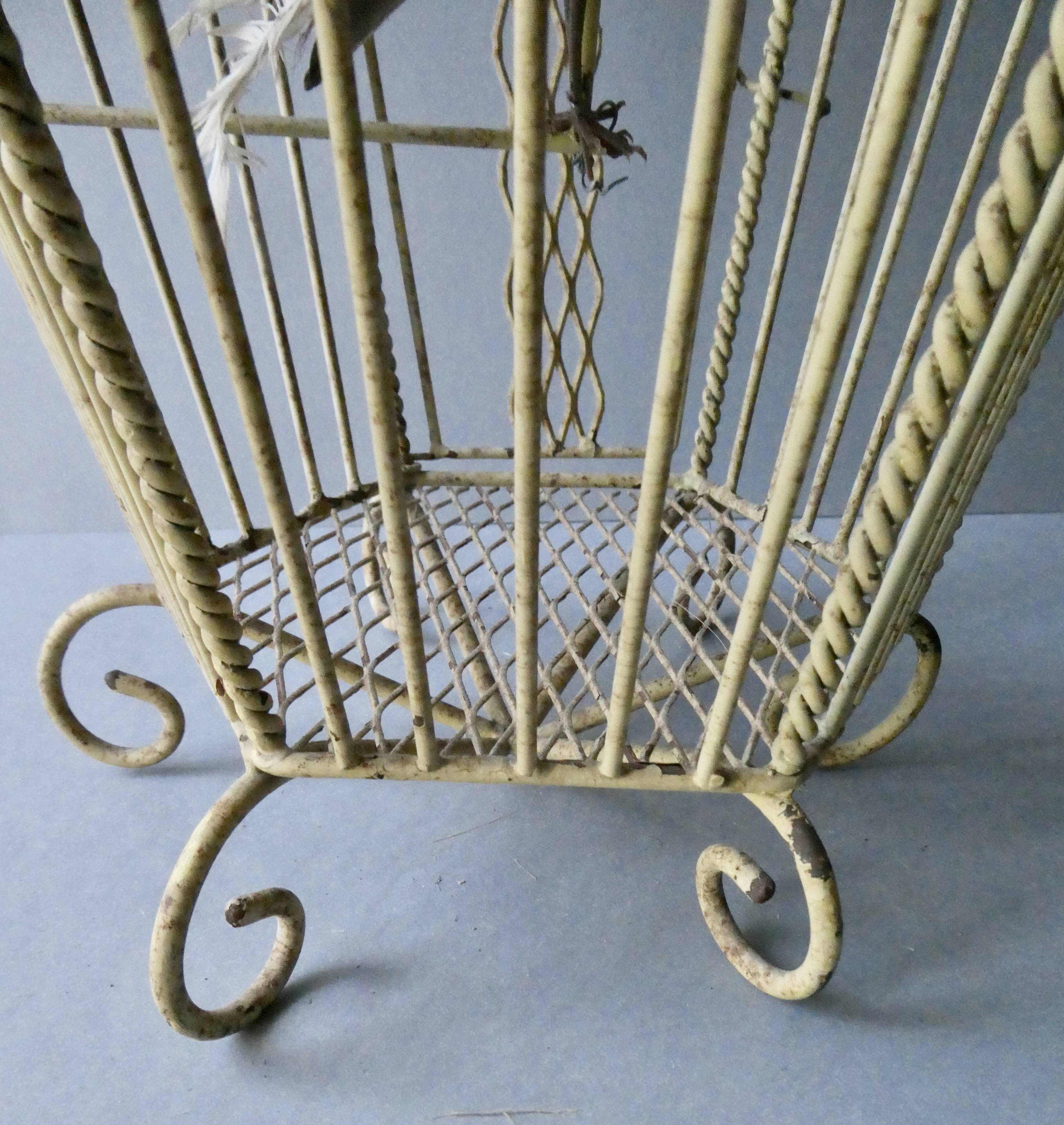 Chandelier suspension in metal, cage shape, from the 60s