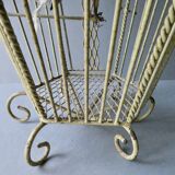 Chandelier suspension in metal, cage shape, from the 60s