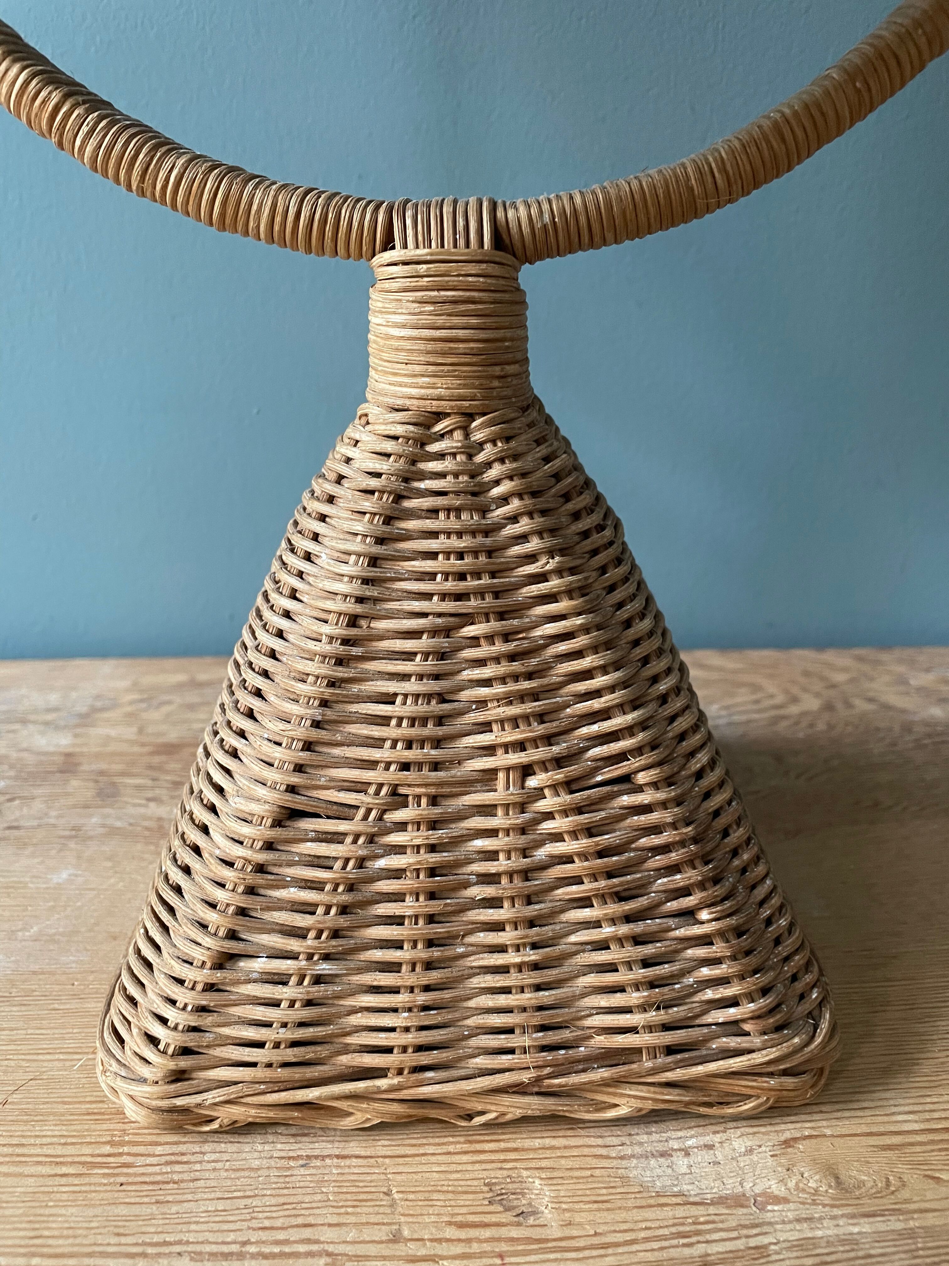 Vintage rattan table psyche mirror