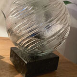 Mid-Century Table Lamp – Cut Glass Globe & Marble Base