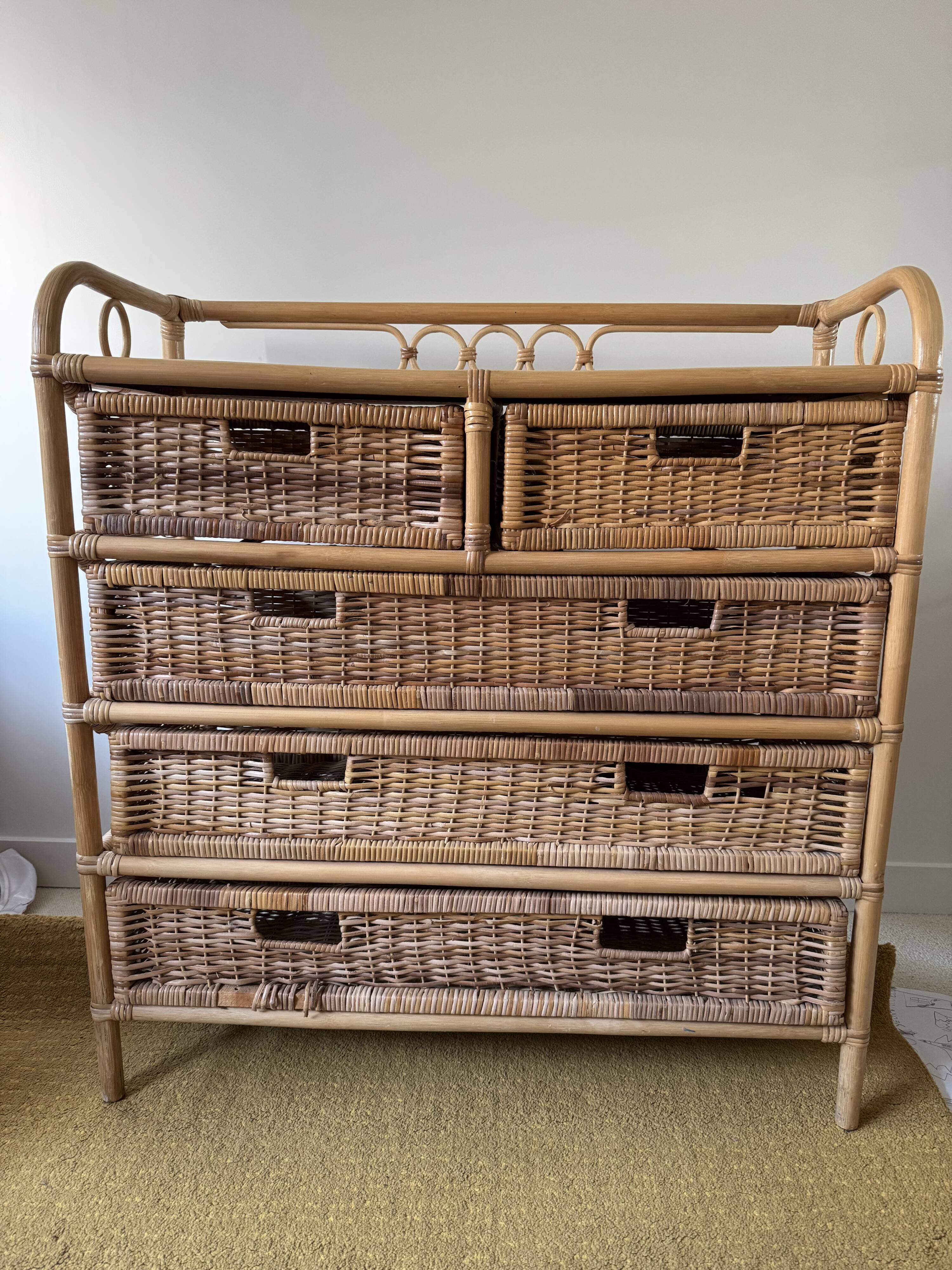 Commode rotin années 70