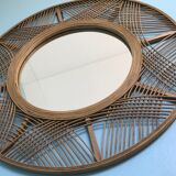 Rattan round mirror 70cm