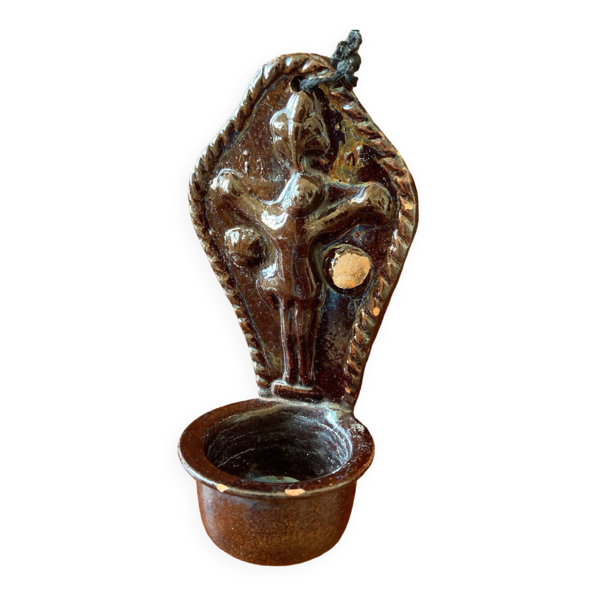 Antique holy water font - 19th century - Glazed terracotta