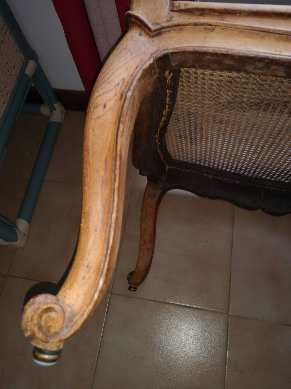 Antique wingback armchair