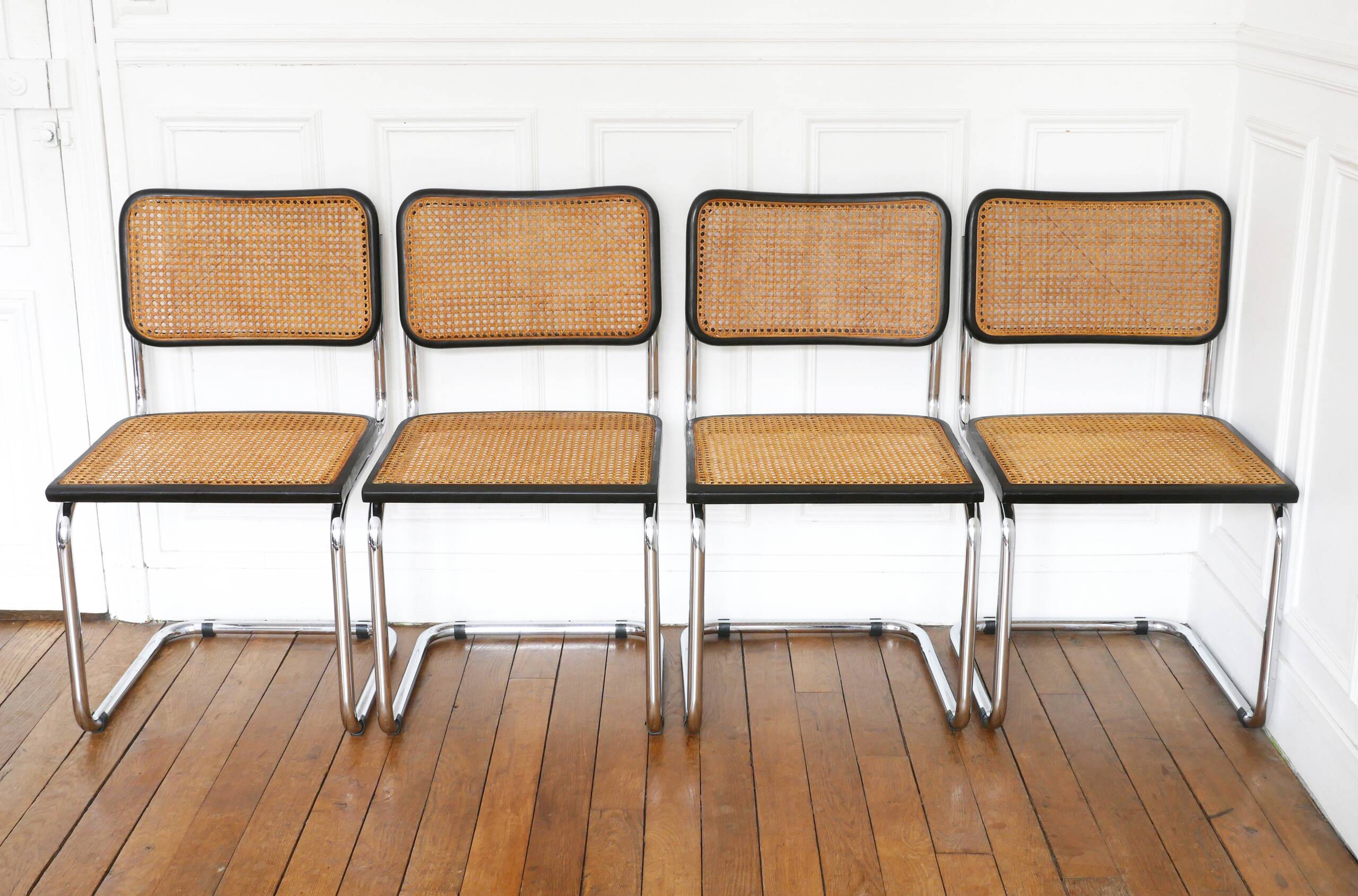 4 Cesca B32 Breuer chairs made in Italy - re-caned seats.