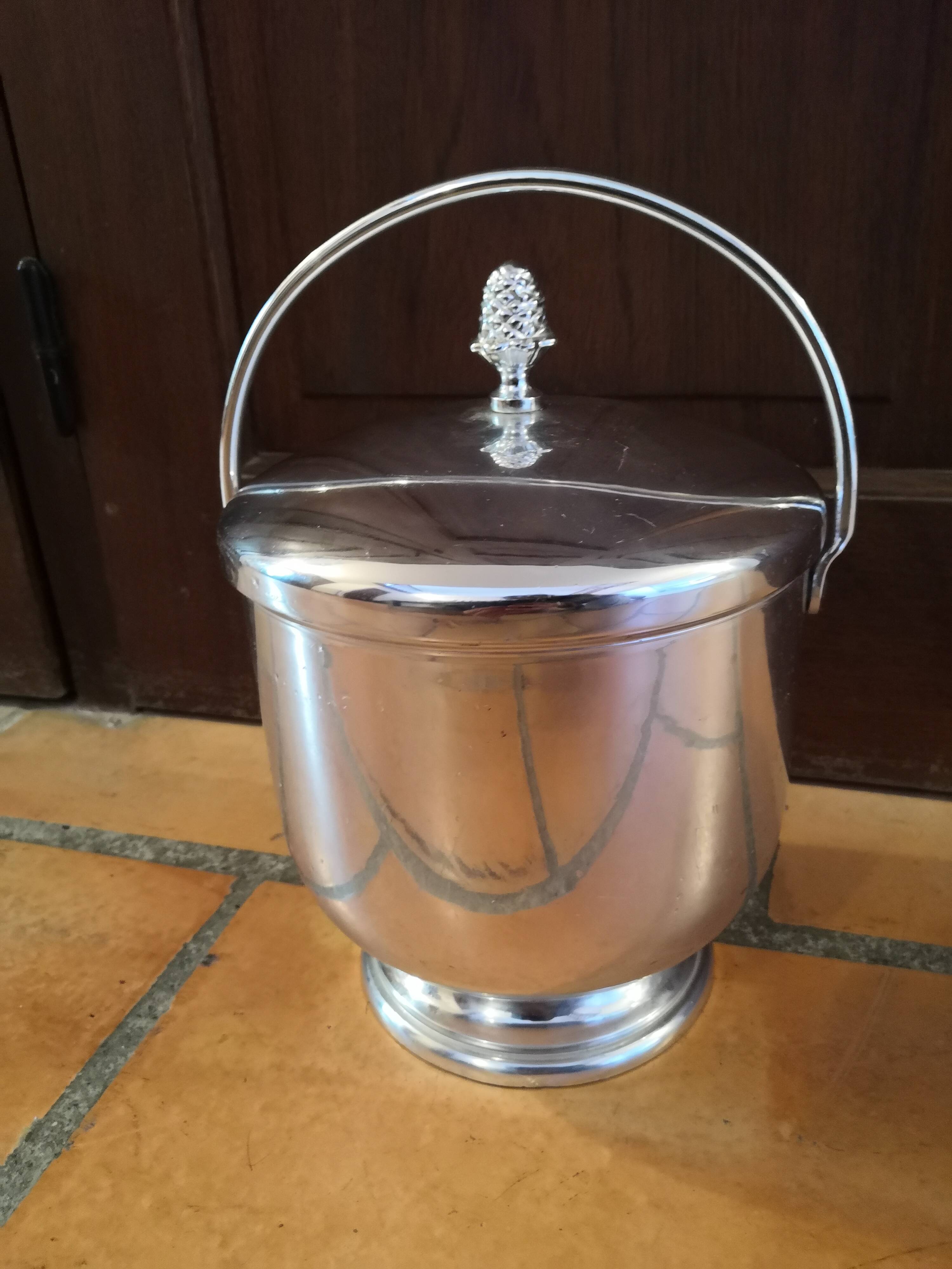 Vintage stainless steel ice bucket from the 70s