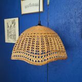 Abat jour pendant lamp in vintage wicker
