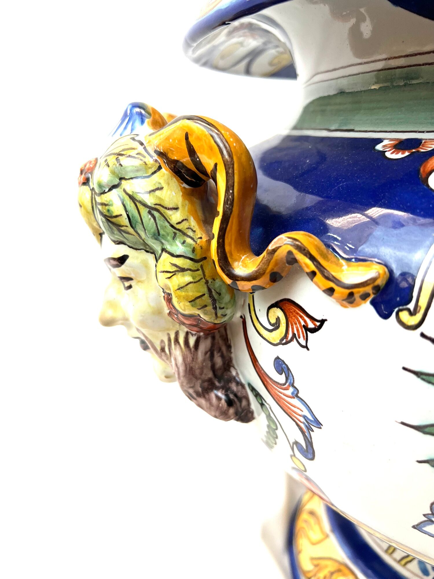 Medici garden vase in faience of Nevers signed 19th century