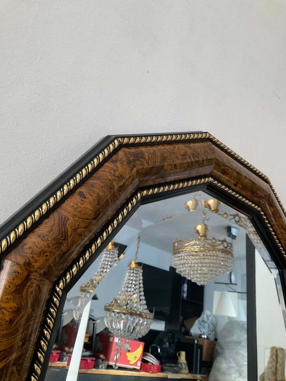 Large vintage Italian wooden mirror