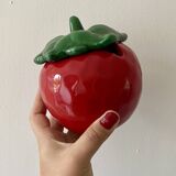 Mustard pot or jam maker in tomato-shaped slip