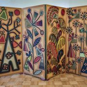 Screen decorated with wool threads, “Huichol” art, Sofia Ribeira, 124 cm