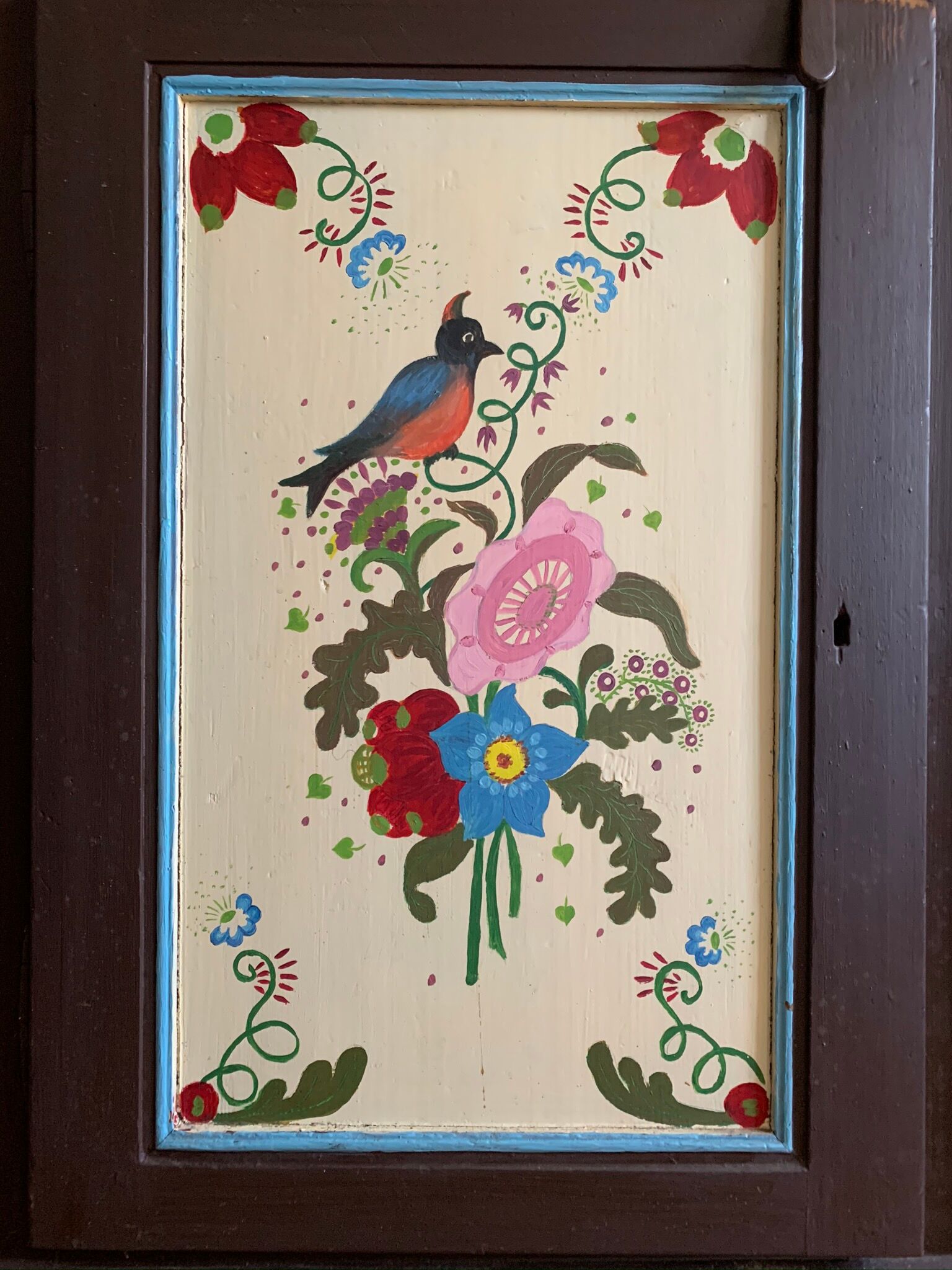 Old Farmers Cabinet painted with floral motives