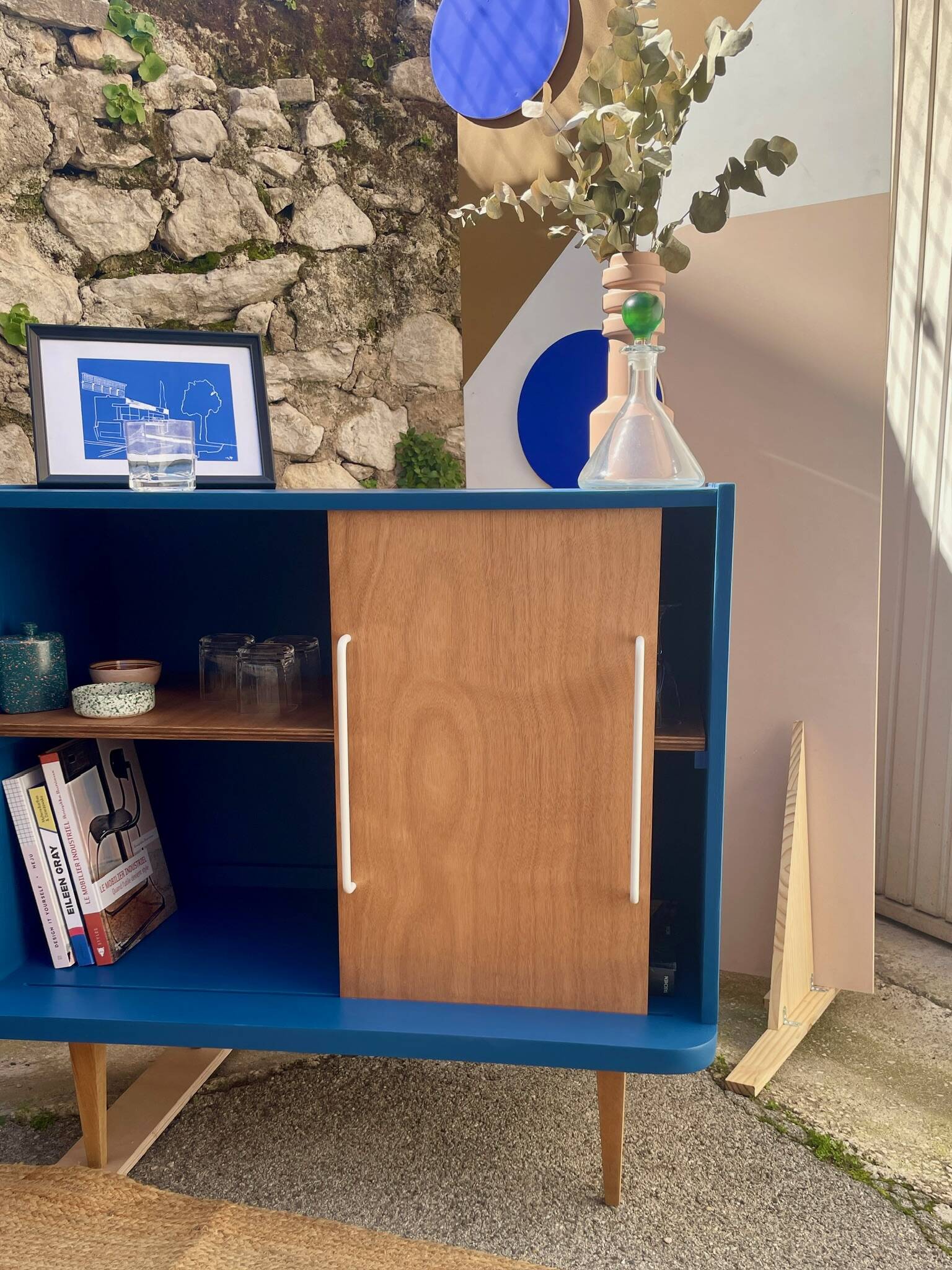 Upcycled buffet with sliding door