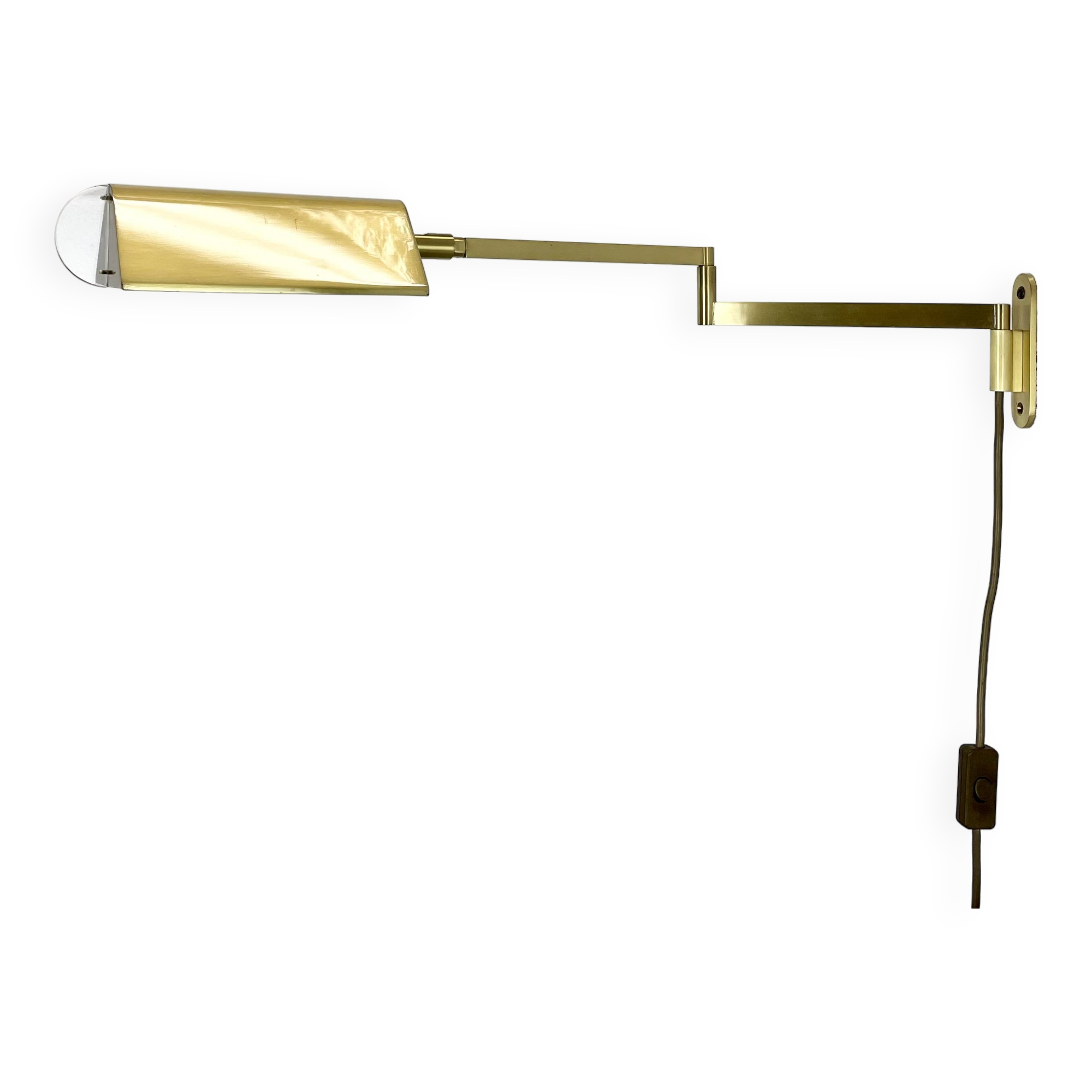 Large 77cm  omi swing arm brass acryl glass wall light italy 1970s